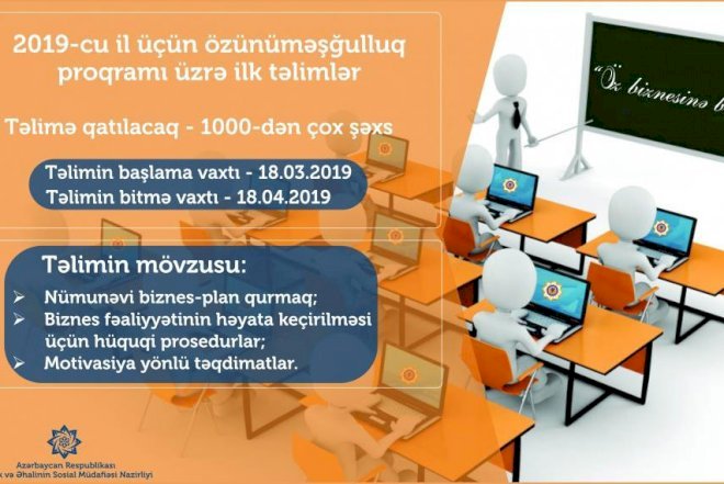    Özünüməşğulluq proqramı üzrə təlimlərə başlanır   
