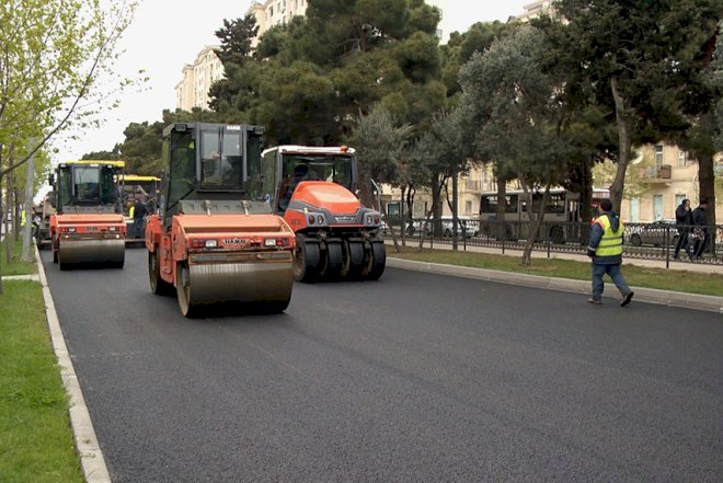    Sabunçuda yollar yenidən qurulur   