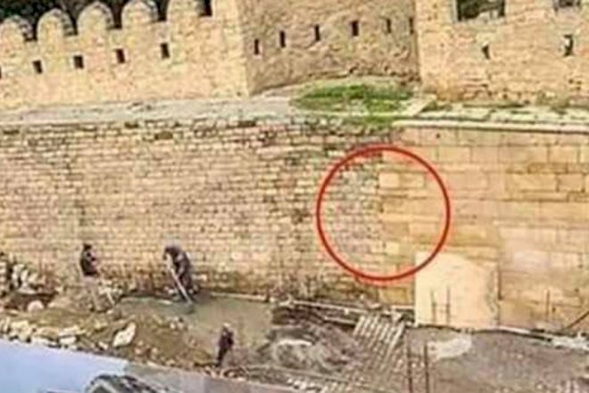    İçərişəhərdə qala divarlarına müasir üzlük daşları vurulur – Foto   