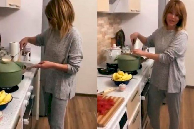    Aygün Kazımova iftara yemək hazırlayır - Video   