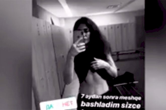    Pərvin Abıyeva göbəyini açıb göstərdi  -   Video