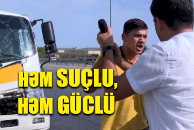    Qəza törədən sürücü jurnalitlərə hücum etdi -   Video