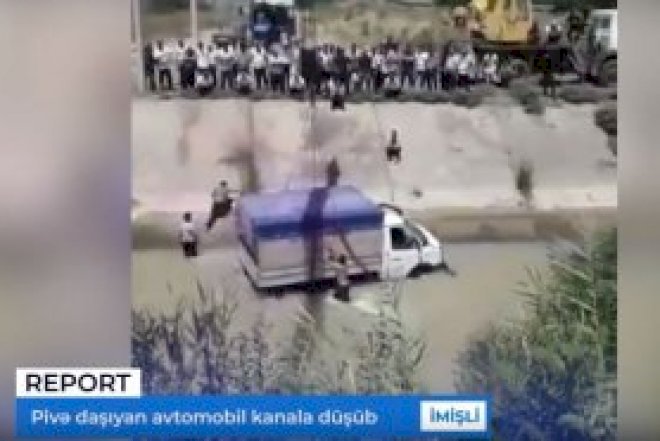    İmişlidə pivə daşıyan maşın kanala düşdü – Video   
