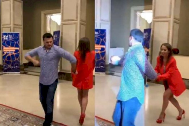   Emin Ağalarov cazibədar aparıcı ilə “Ləzginka“ oynadı - Video   