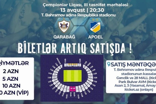    “Qarabağ“ - APOEL matçının biletləri satışda   