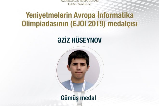    Azərbaycanlı şagird Avropa İnformatika Olimpiadasında 2-ci yeri tutdu   