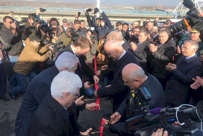    Azərbaycanla Rusiya arasında inşa edilən körpünün açılışı oldu - Foto   