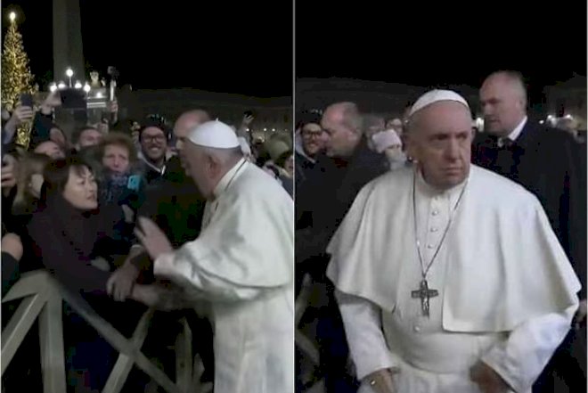    Roma Papası onun əlindən tutan qadını vurdu - Video   