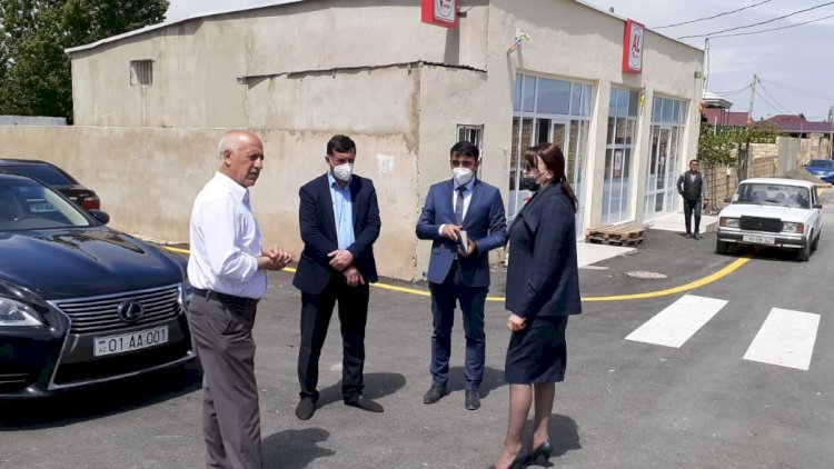    Xanım icra başçısı Saray qəsəbəsində koronavirusla bağlı təbliğat apardı - Fotolar   