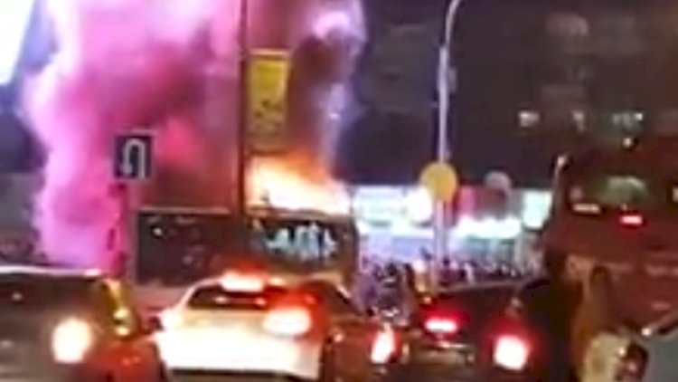    Bakıda yanan sərnişin avtobusu söndürüldü   - Yenilənib + Video