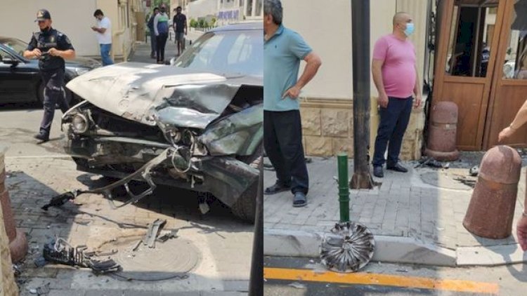    Bakıda avtomobil dövlət idarəsinin binasına çırpıldı - Fotolar   