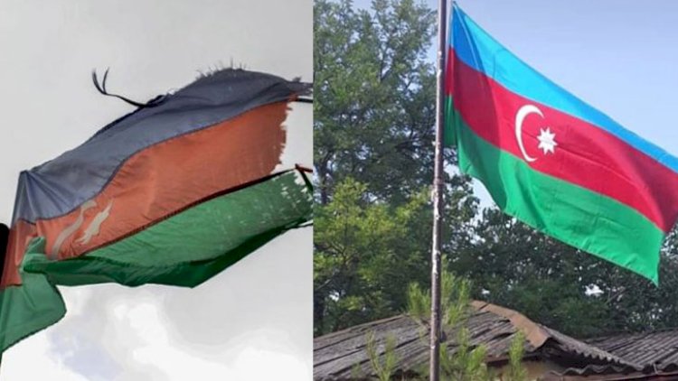    Ağsuda cırılmış bayraq yenisi ilə əvəzləndi - Foto   