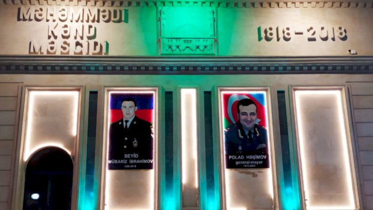    General Həşimovun portreti məsciddən asıldı - Fotolar   