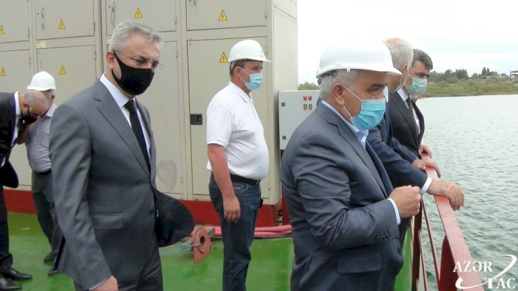    İmişlidəki göllərdən Baş Muğan kanalına su vurulmasına başlanıldı - Fotolar   