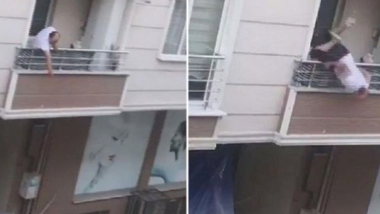    Qohumları ilə mübahisə edən kişi eyvandan yıxıldı - Video   
