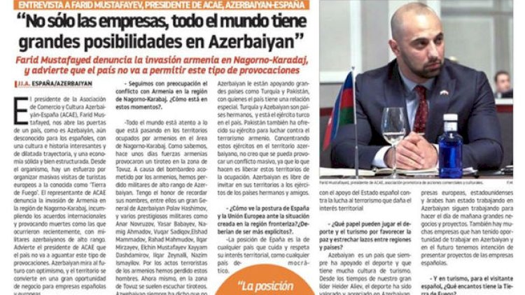    “Azərbaycan hər an Ermənistanın hərbi təxribatı ilə üzləşə bilər”   - İspan qəzeti