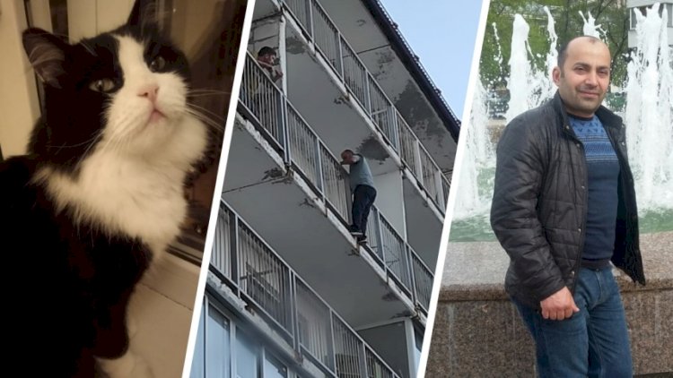    Pişiyi xilas etmək üçün 9-cu mərtəbəyə dırmaşdı - Rusiya bu azərbaycanlıdan danışır   