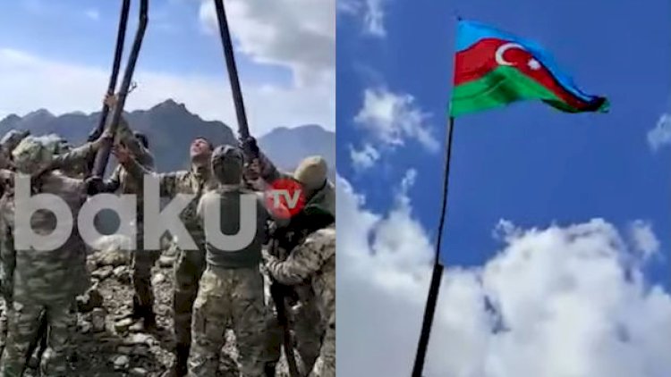    Ordumuz işğaldan azad edilmiş ərazidə Azərbaycan Bayrağını sancdı - VİDEO   
