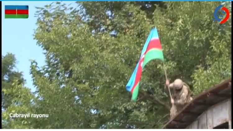    İşğaldan azad olunan əraziləriimizdə Azərbaycan Bayrağı dalğalanır -   Video