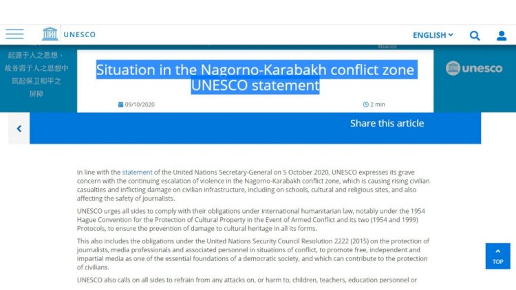    UNESCO münaqişə ilə bağlı bəyanat yayıb   