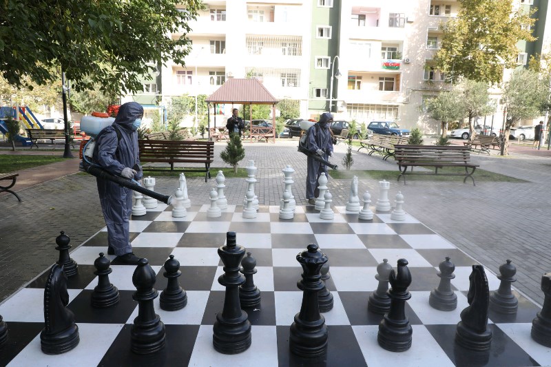 Bakı küçələri dezinfeksiya olundu - Fotolar 