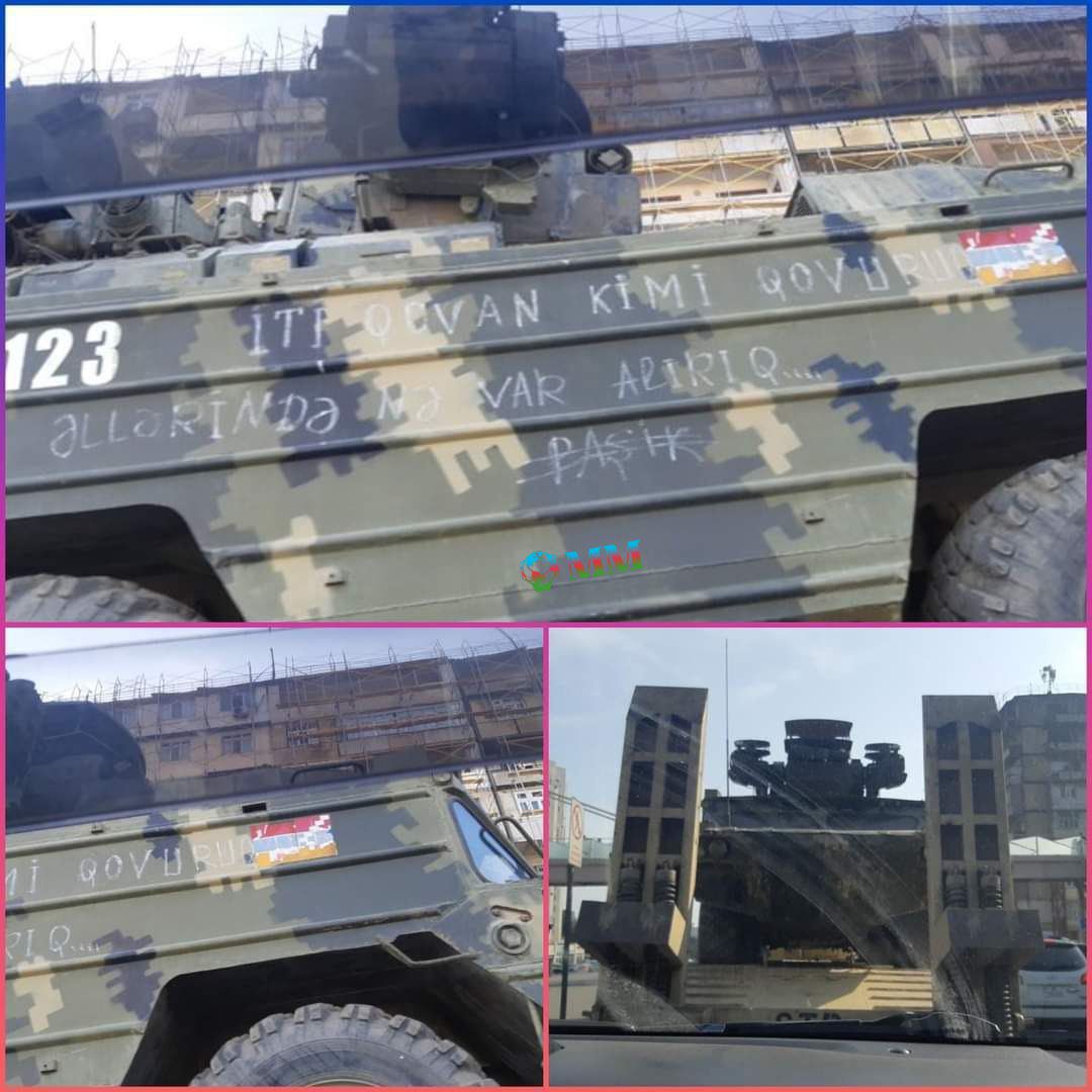 Ermənilərdən ələ keçirilən hərbi texnika Bakıda - FOTO  
