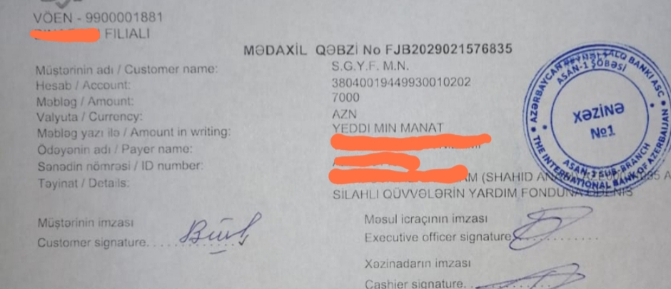 Şəhid anası Ordumuza 7000 manat ianə etdi  
