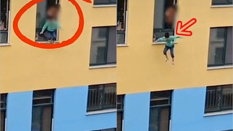    Özünü üçüncü mərtəbədən atan uşağı havada tutdu - Video   