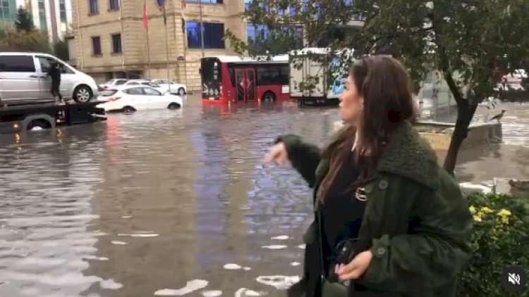    Güclü yağış Bakıda həyatı iflic etdi   - Video