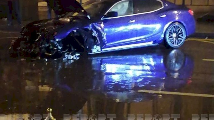    Bakıda  “Maserati” qəzaya düşdü - Fotolar   