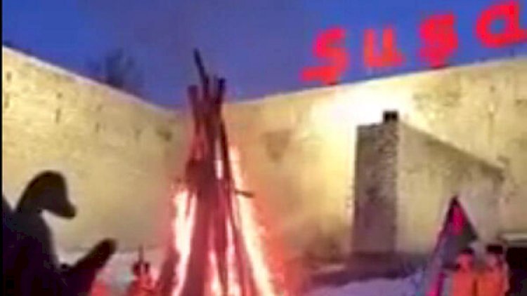    Şuşada bayram tonqalı alovlandı - Video   
