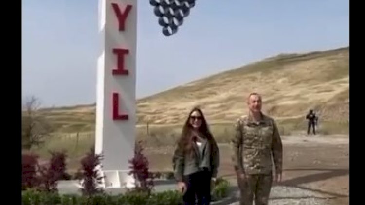    İlham Əliyev yenilənmiş “Cəbrayıl” yazısının önündə - Video   