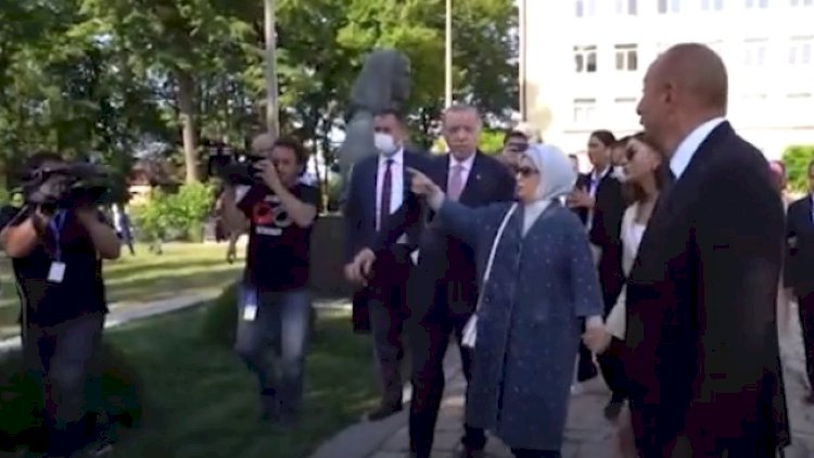    Prezidentlər Natəvan, Bülbül və Üzeyirin heykəllərini ziyarət etdilər - Video   
