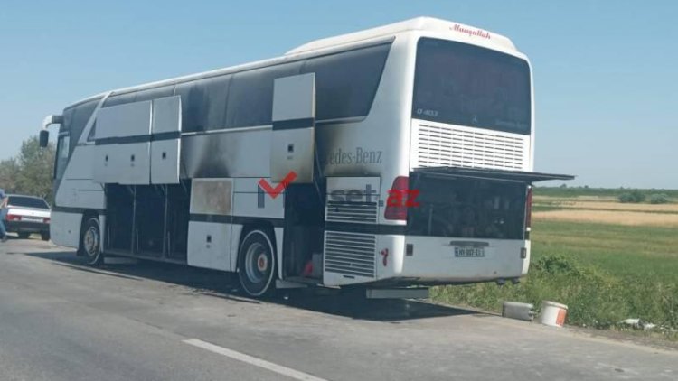   Azərbaycanda şagirdləri istirahətə aparan avtobus yandı   - Fotolar