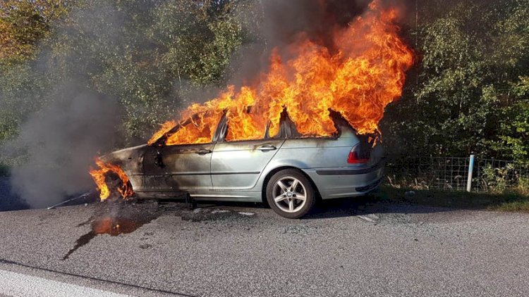    Lənkəranda qəzaya uğrayan avtomobil yandı,   xəsarət alan var
