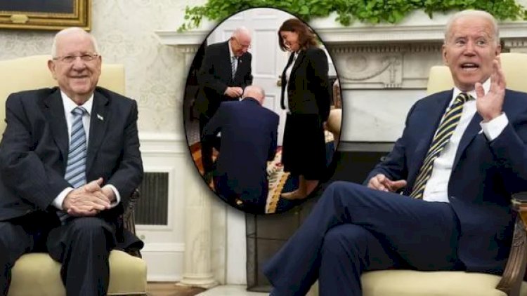    Bayden İsrail prezidenti qarşısında diz çökdü - Foto   