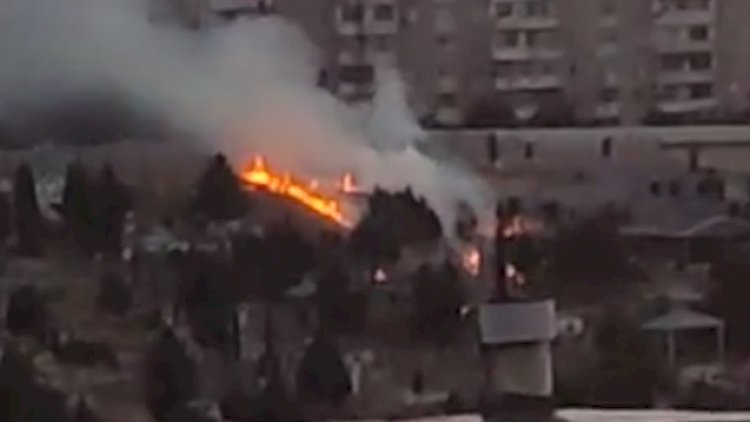    Bakıda qəbiristanlıqda yanğın - Video   
