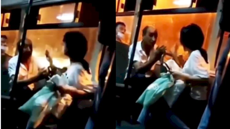    Bakıda avtobusda kişi qadına sataşdı - Cavabını belə aldı   - Video