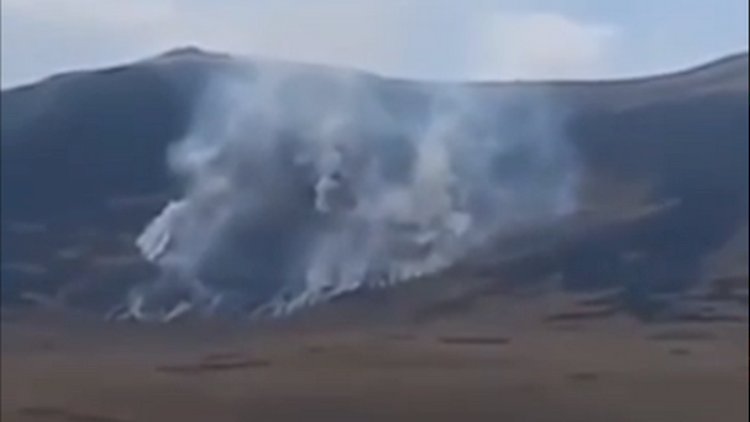    Ermənistanın Azərbaycanla sərhəd kəndlərində yanğın başladı   - Video