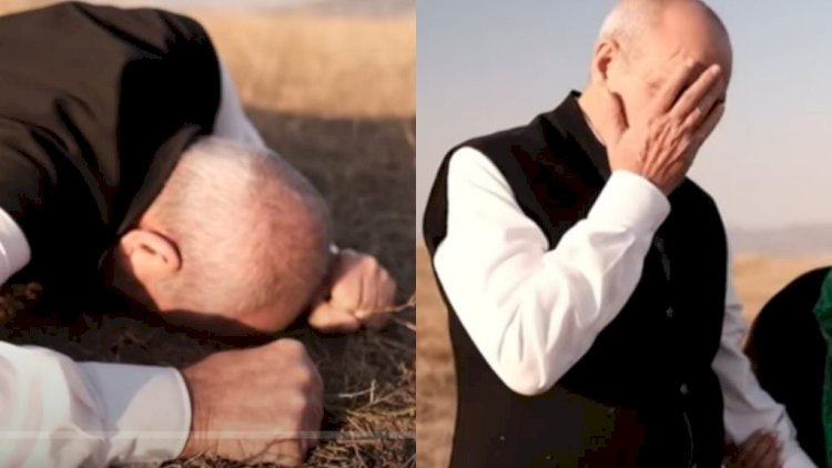    Rasim Balayev Cıdır düzündə torpağı qucaqladı   - Video