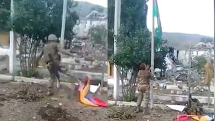    O bayrağa vurulan təpik... - Video   