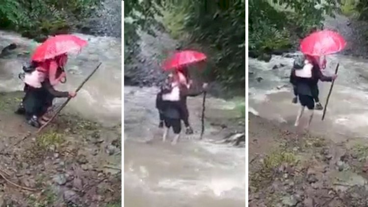    Ata övladını hər gün bu vəziyyətdə məktəbə aparır - Video   