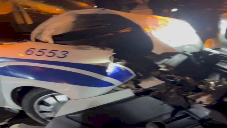    Bakıda polis avtomobili qəzaya düşdü   - Video