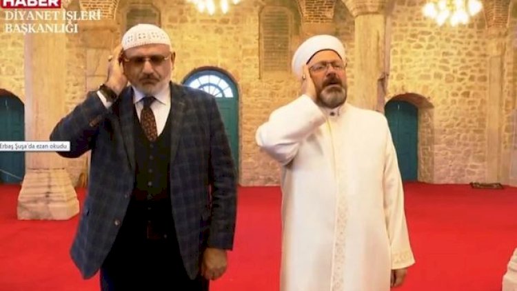    Türkiyə Diyanət İşləri İdarəsinin sədri Şuşada azan oxudu - Video   