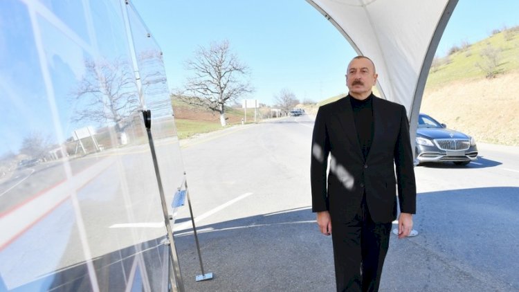    İlham Əliyev Quba-Qonaqkənd avtomobil yolunun açılışını etdi - Fotolar   