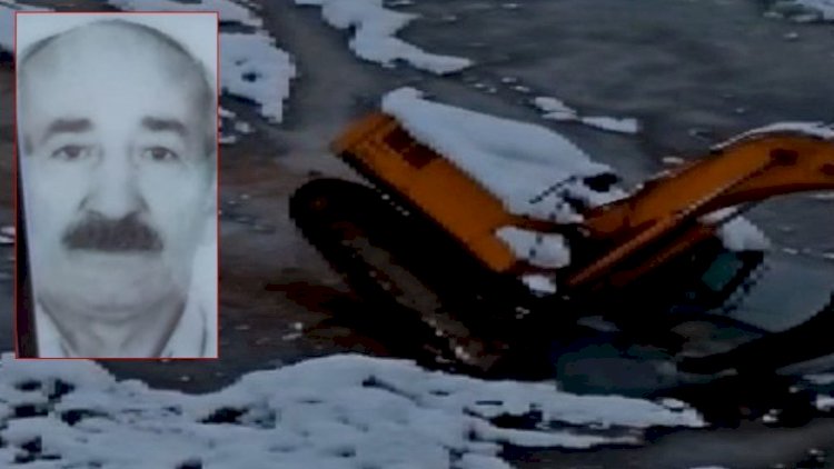   Ekskavator üstü buz bağlamış çuxura düşdü - Video   