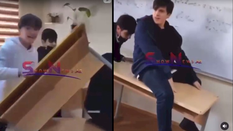    Şagirdlər sinifin altını üstünə çevirdilər – Video   