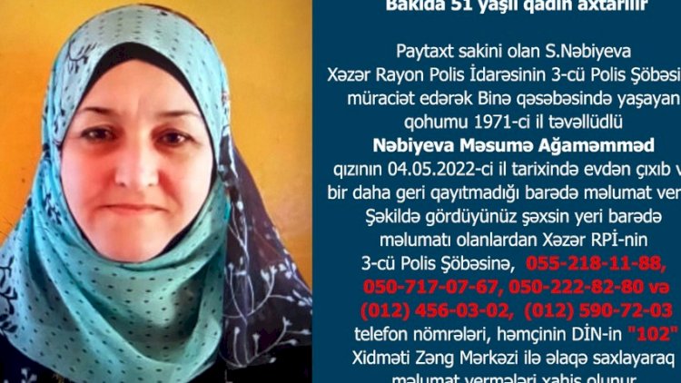    Bakıda 51 yaşlı qadın itkin düşdü   