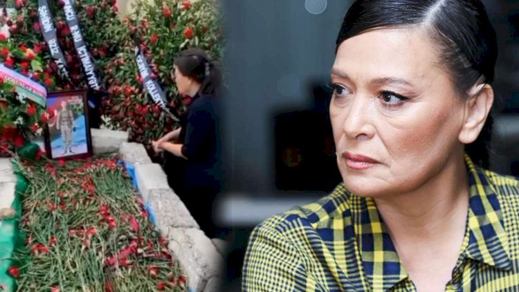    Mehriban Xanlarova şəhid Xudiyevin məzarı başında - Paylaşım   