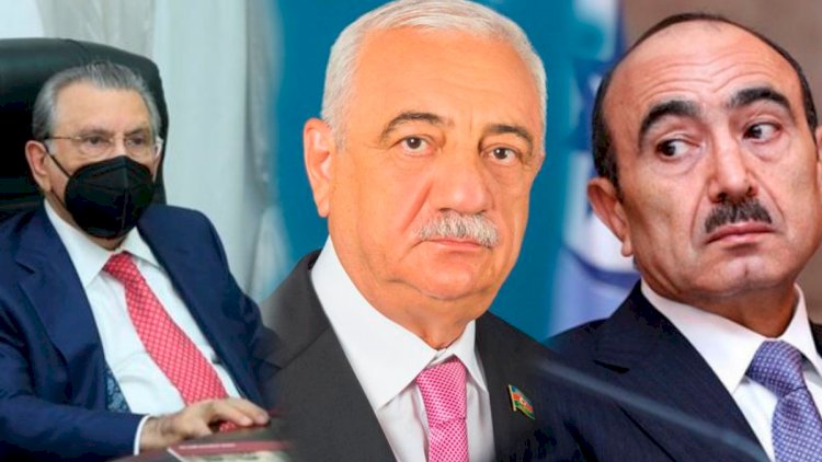    Onun arxasında Ramiz Mehdiyev və qudası Əli Həsənov dayanır   